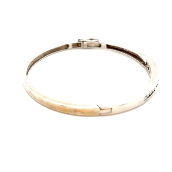 Stunning 14K White Gold Diamond Bypass Design Bangle - Picture 2 of 12